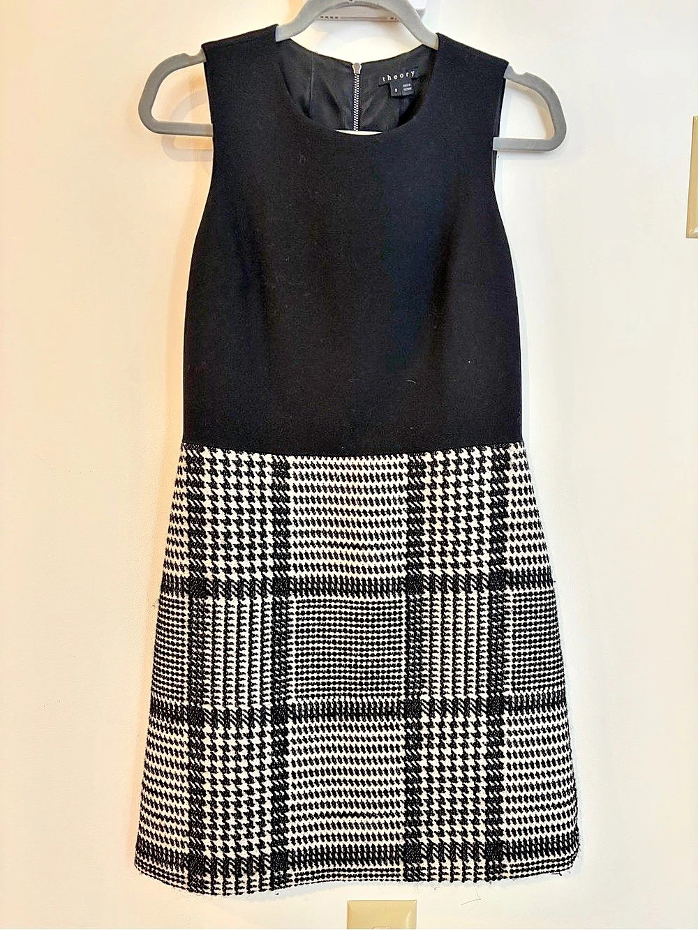 Theory Checkered Dress in Black & White Like New
